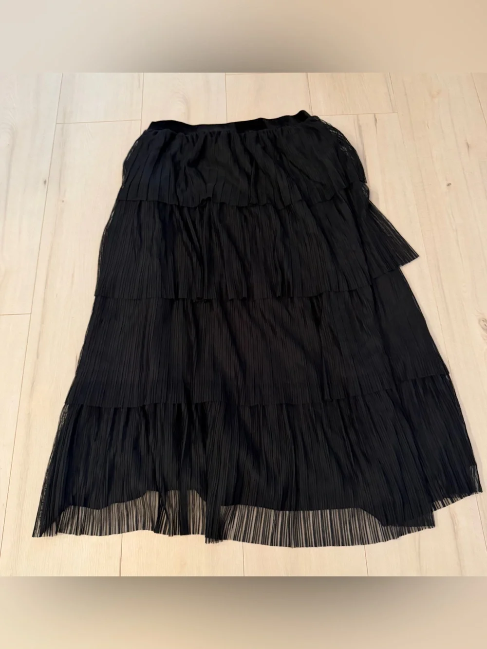 J. Crew Black Tiered Midi Skirt